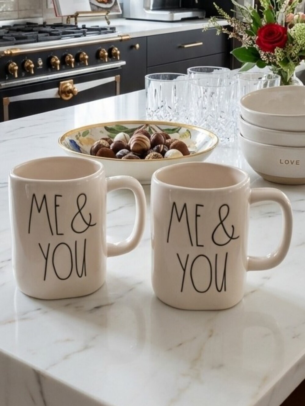 Rae Dunn by Magenta "ME & YOU" Interlocking Hearts Mug Set - 2 Pcs